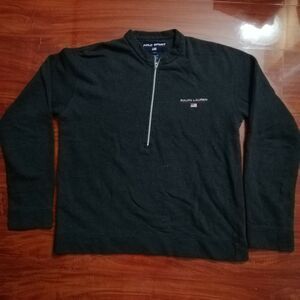 Vintage womens Gray Ralph Lauren POLO Sport 1/2 zip pullover sweater jacket Sz M
